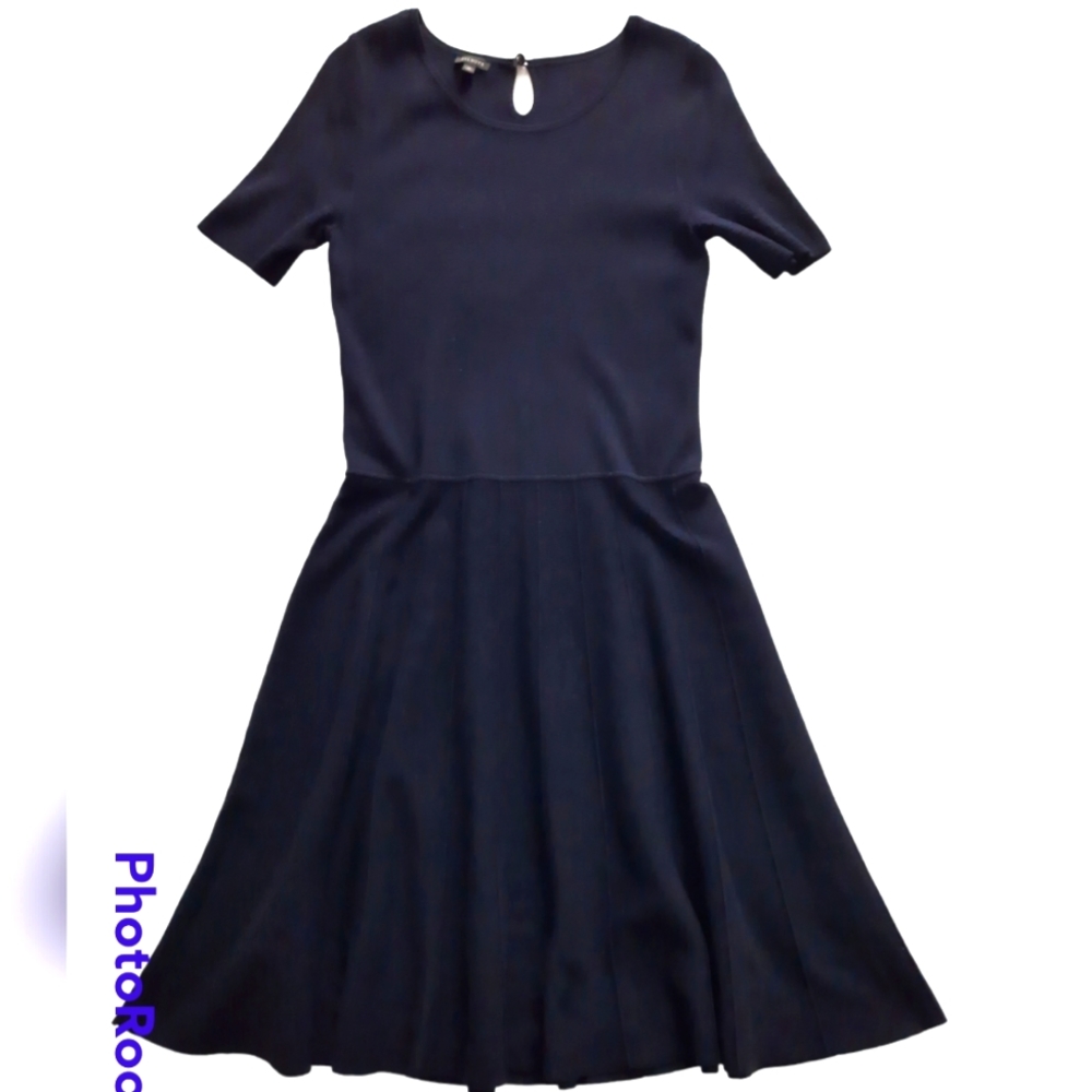 Talbots Navy Knit Dress Fit and Flare, Size M, NWOT